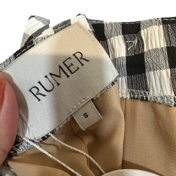 Rumer Black & White Checked Plaid High Front Slit Bisou Maxi Skirt Women Sz S - Picture 10 of 12